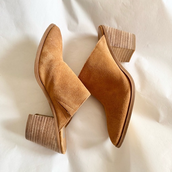 DV by Dolce Vita Women's Size 6.5 Filomina Tan Brown Leather Mules Stacked Heels - Picture 3 of 8